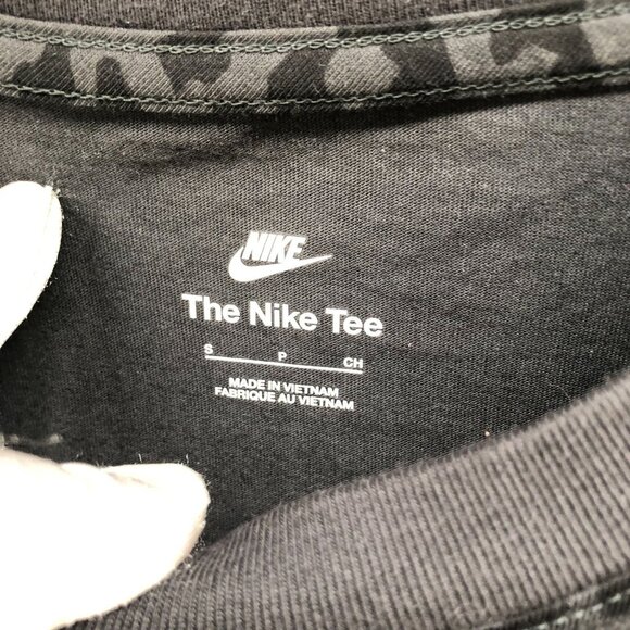 Nike Leopard Print Tee Womens S Black Swoosh Logo Short Sleeve Activewear Cotton - Picture 3 of 9